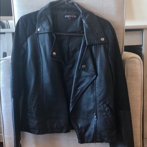 Faux Leather + Suede detail Jacket